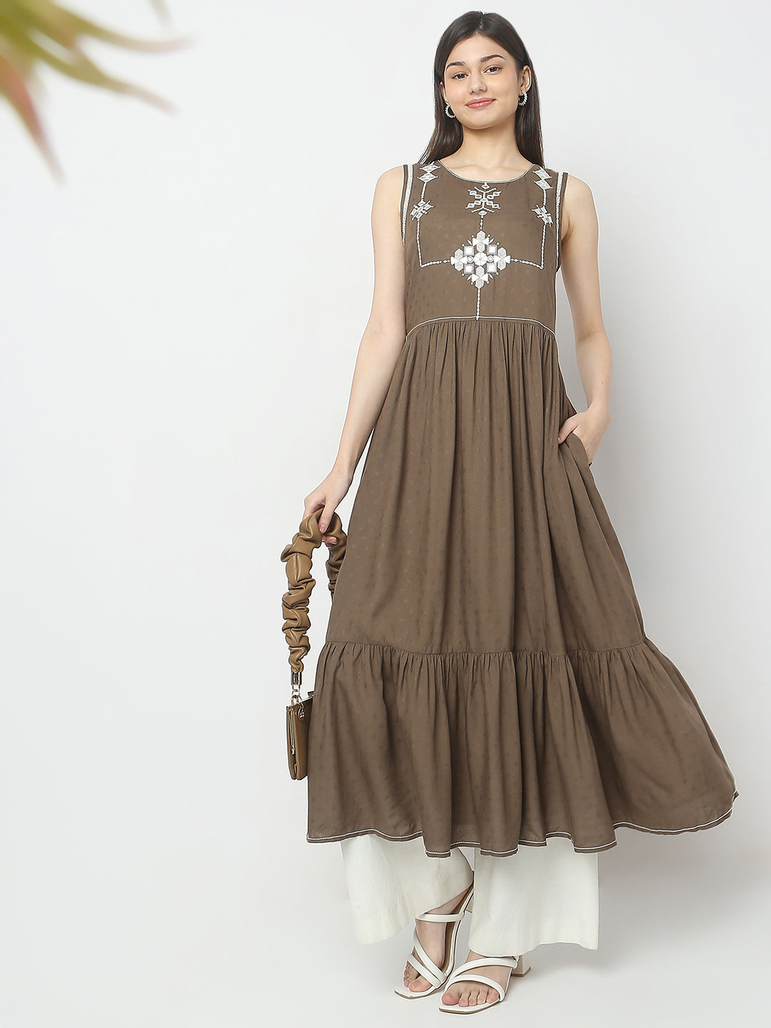 Flare Fit Embroidered Kurta