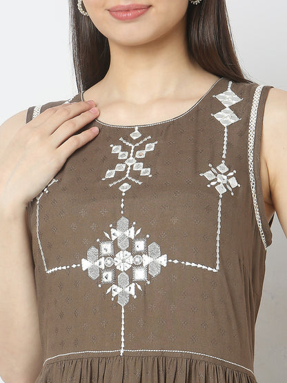 Flare Fit Embroidered Kurta