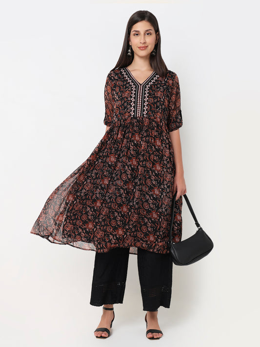 Flare Fit Printed Kurta