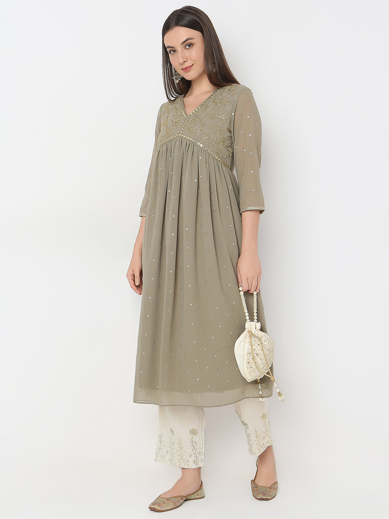 Flare Fit Embellished A-Line Kurta