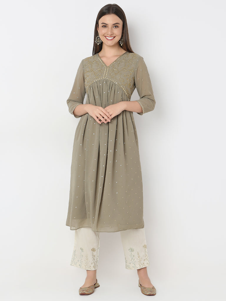 Flare Fit Embellished A-Line Kurta