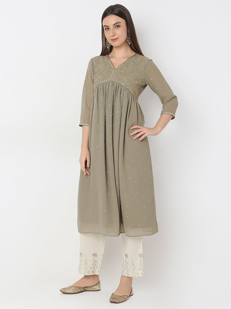 Flare Fit Embellished A-Line Kurta