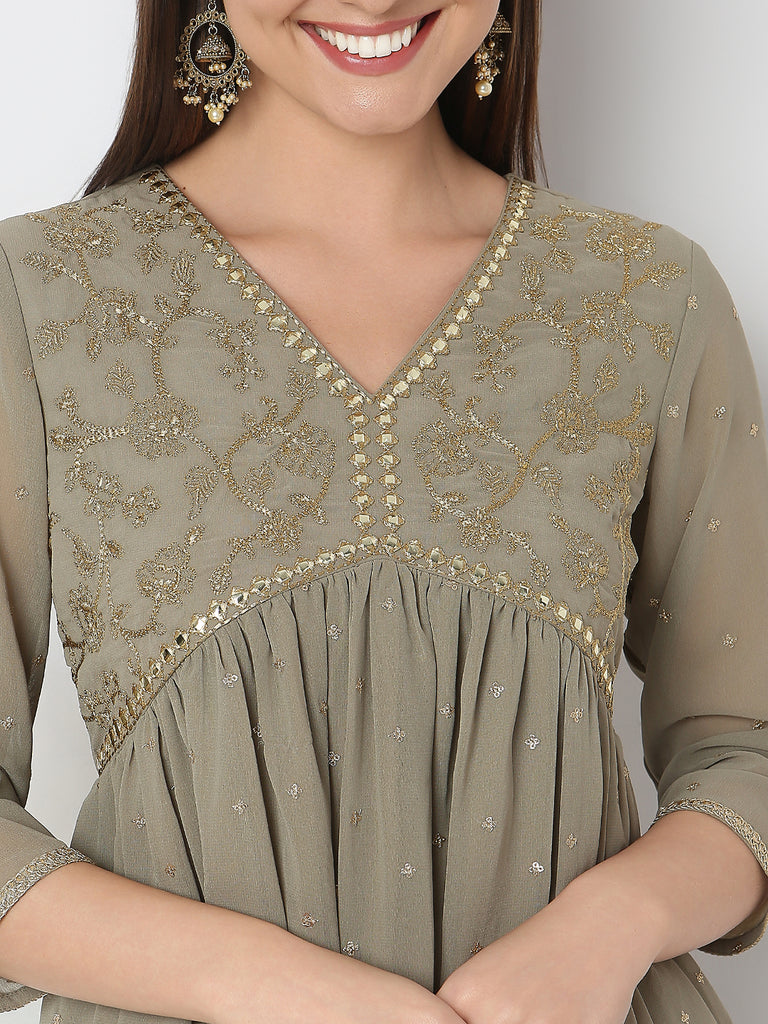 Flare Fit Embellished A-Line Kurta