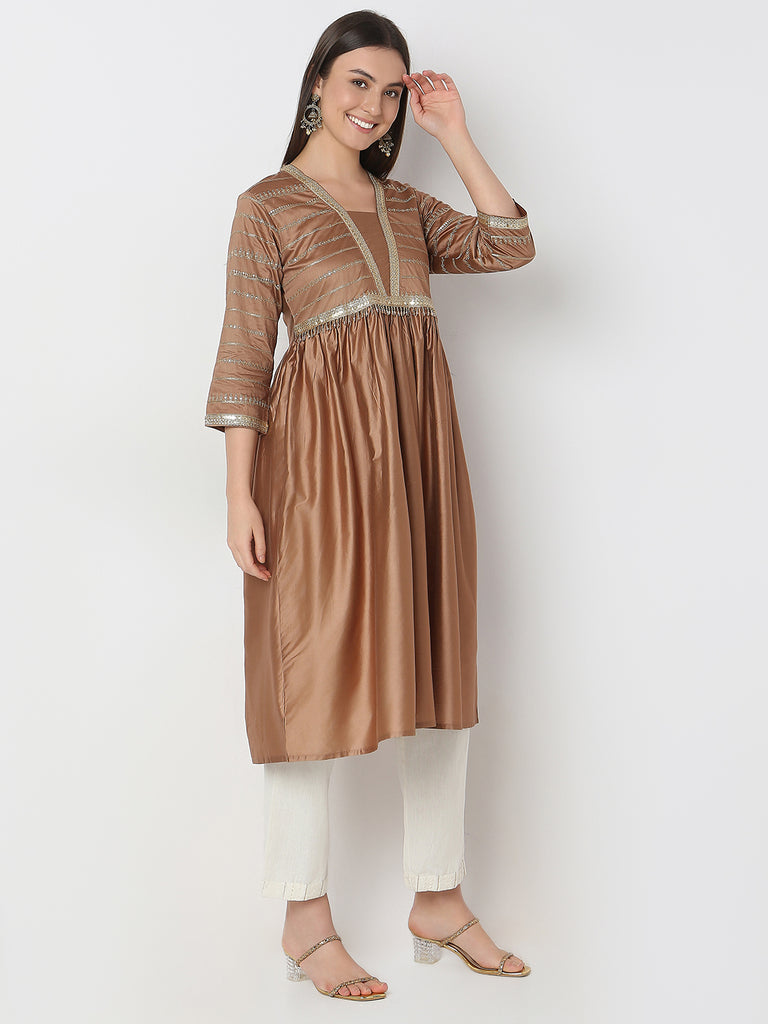 Flare Fit Embellished Kurta