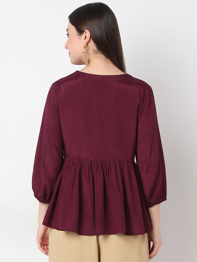 Flare Fit Embroidered A-Line Top