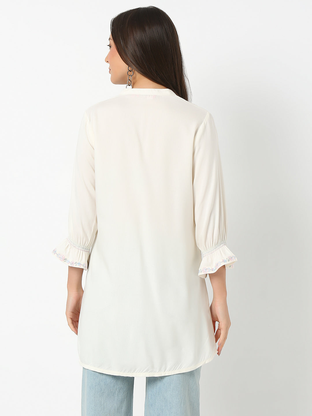 Straight Fit Solid Three-Fourth Sleeve Kurta