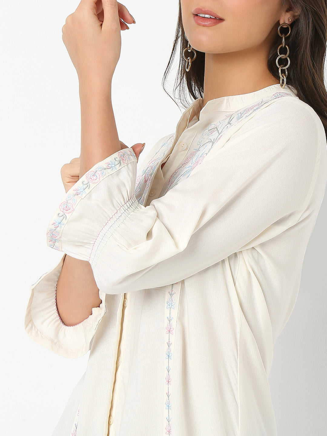 Straight Fit Solid Three-Fourth Sleeve Kurta