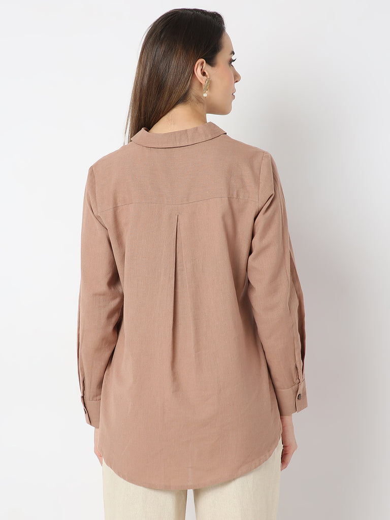 Regular Fit Embroidered Desert Dunes Three-Fourth Sleeve Shirt