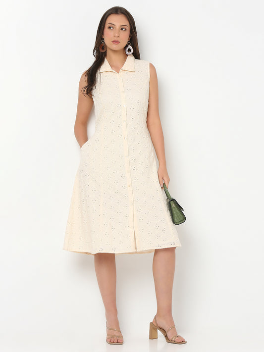 Flare Fit Embroidered Sleeveless Dress