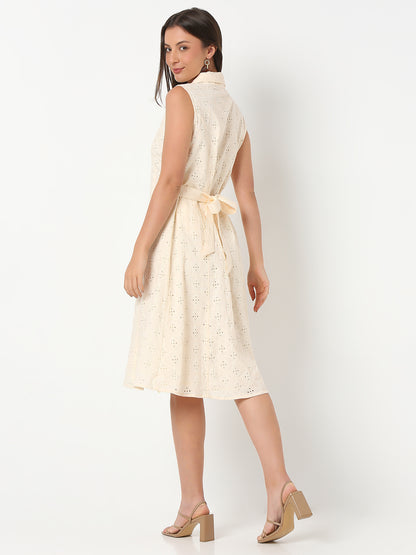 Flare Fit Embroidered Sleeveless Dress