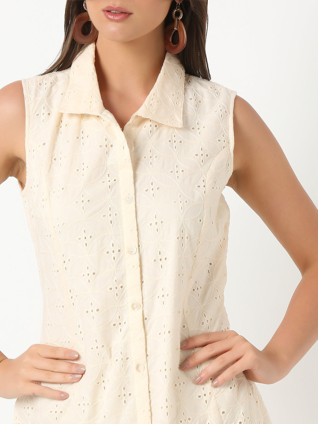 Flare Fit Embroidered Sleeveless Dress