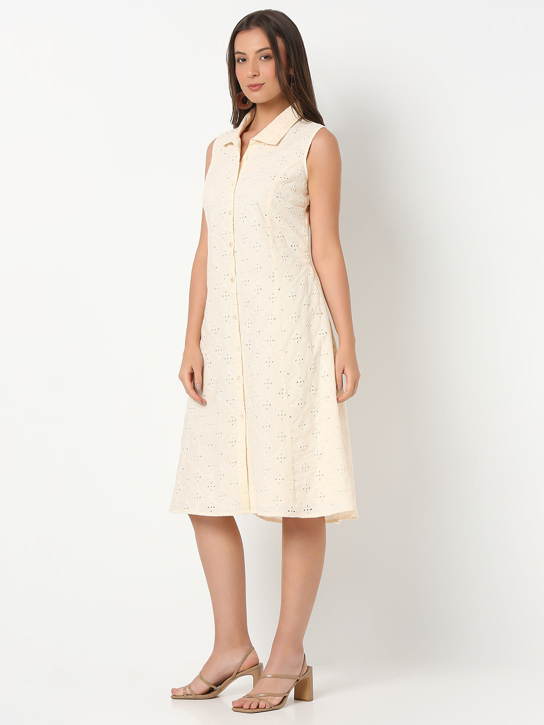 Flare Fit Embroidered Sleeveless Dress