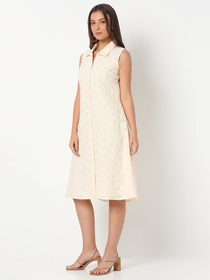 Flare Fit Embroidered Sleeveless Dress