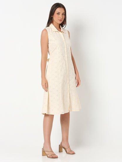 Flare Fit Embroidered Sleeveless Dress