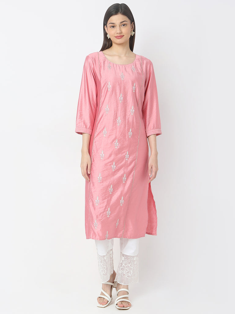 Regular Fit Embroidered Kurta