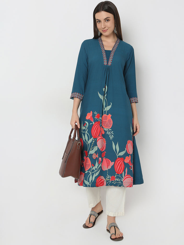 Flare Fit Printed A-Line Kurta