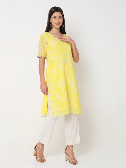Straight Fit Embellished Kurta