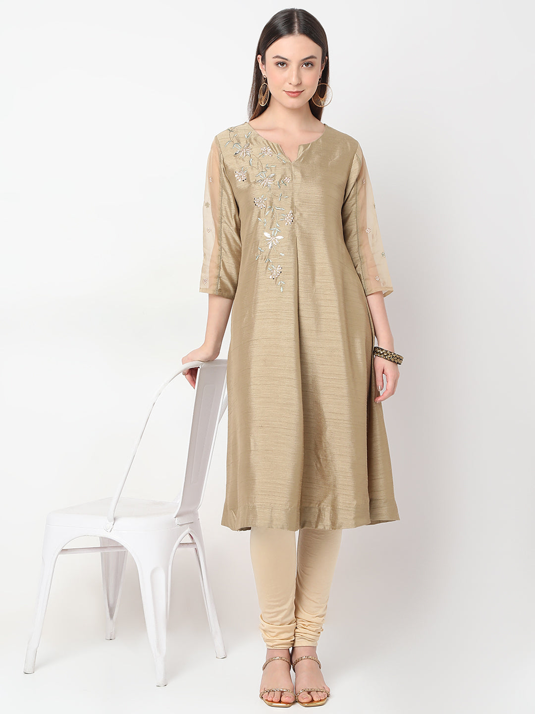 Flare Fit Embroidered A-Line Kurta
