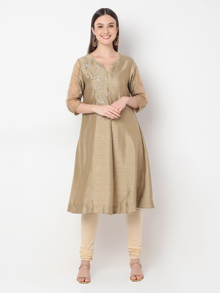 Flare Fit Embroidered A-Line Kurta