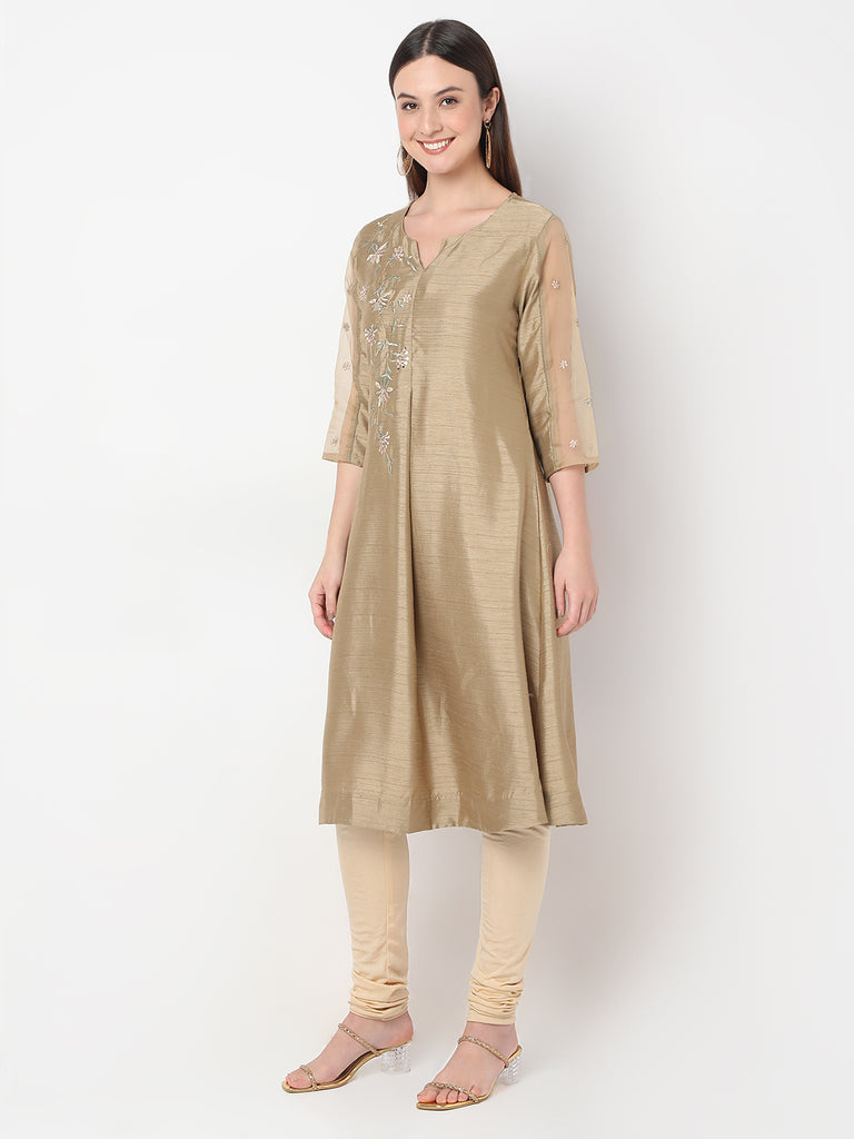 Flare Fit Embroidered A-Line Kurta