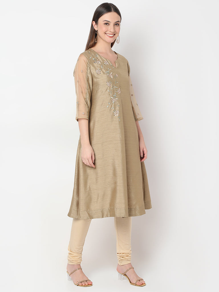 Flare Fit Embroidered A-Line Kurta