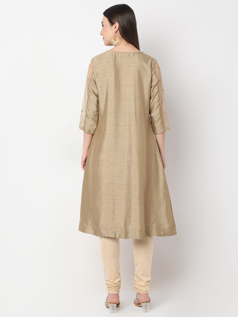 Flare Fit Embroidered A-Line Kurta