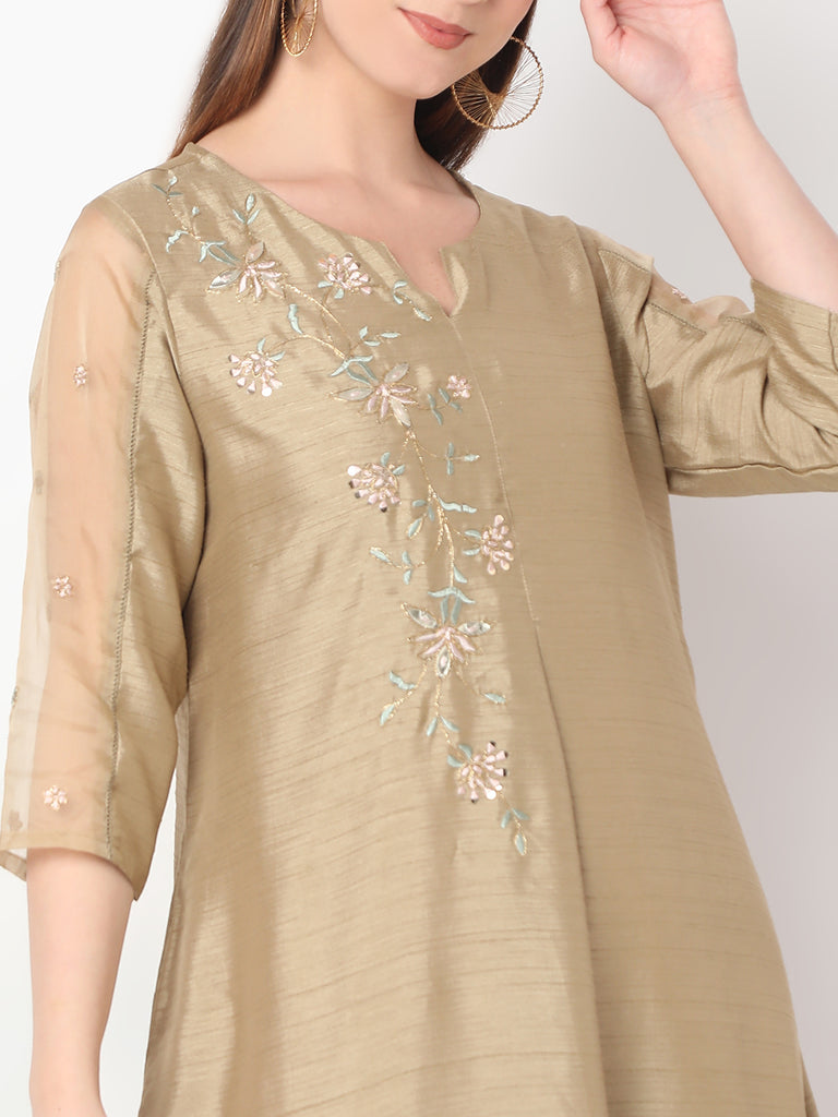 Flare Fit Embroidered A-Line Kurta