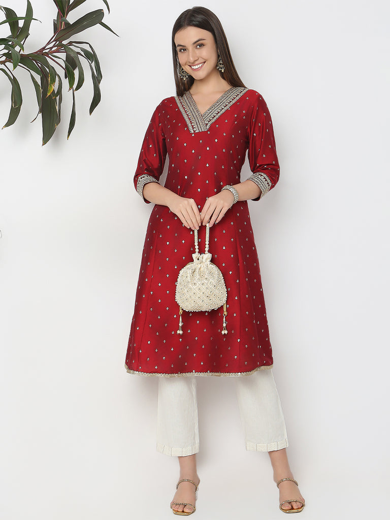 Flare Fit Embellished Kurta