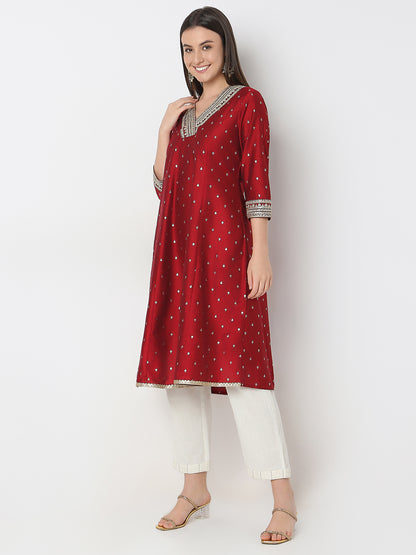Flare Fit Embellished Kurta