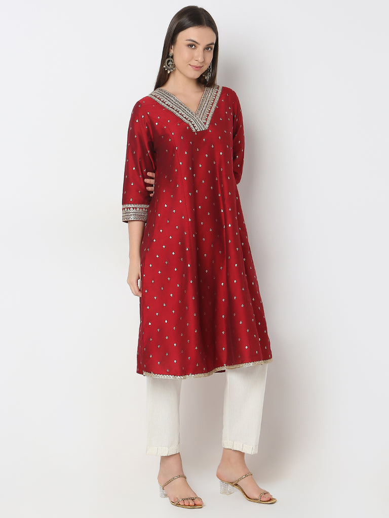 Flare Fit Embellished Kurta