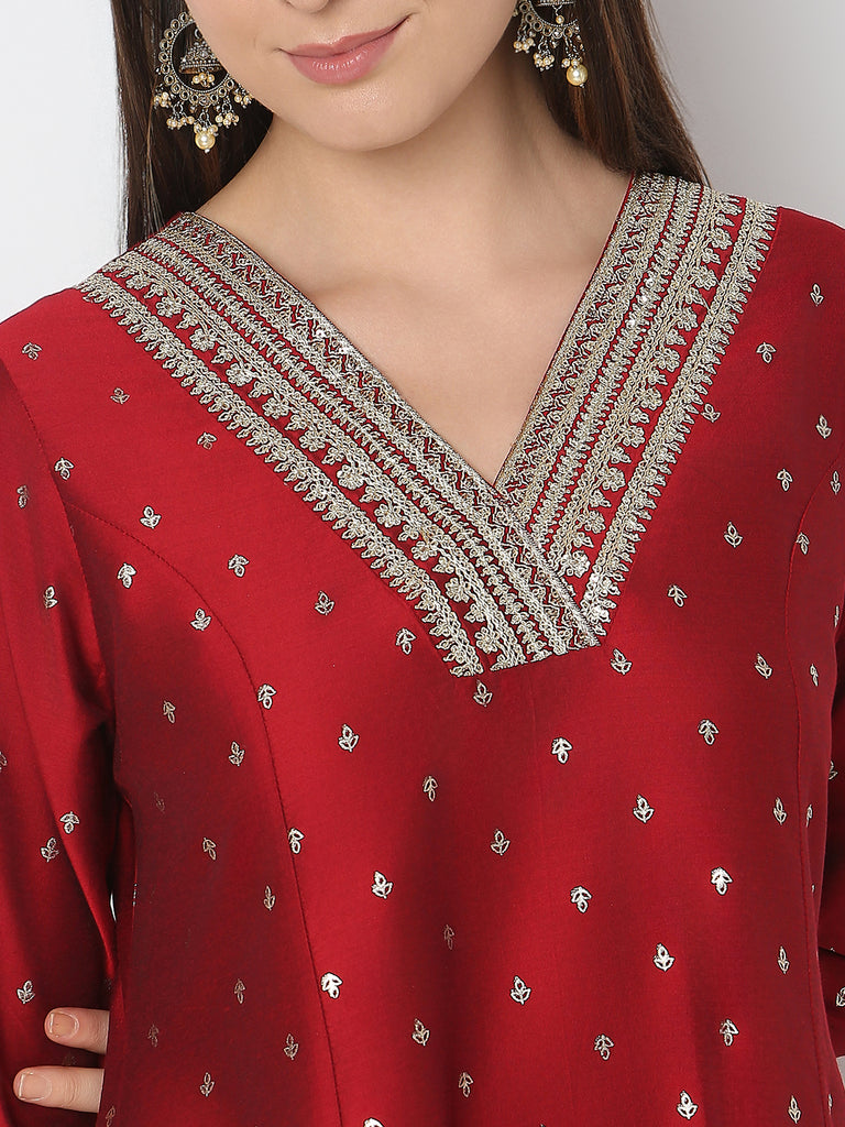 Flare Fit Embellished Kurta