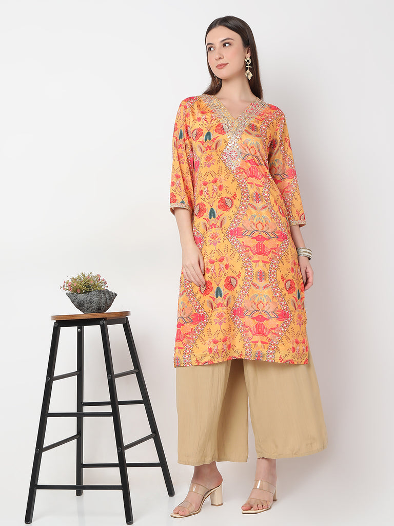 Straight Fit Printed Straight Kurta