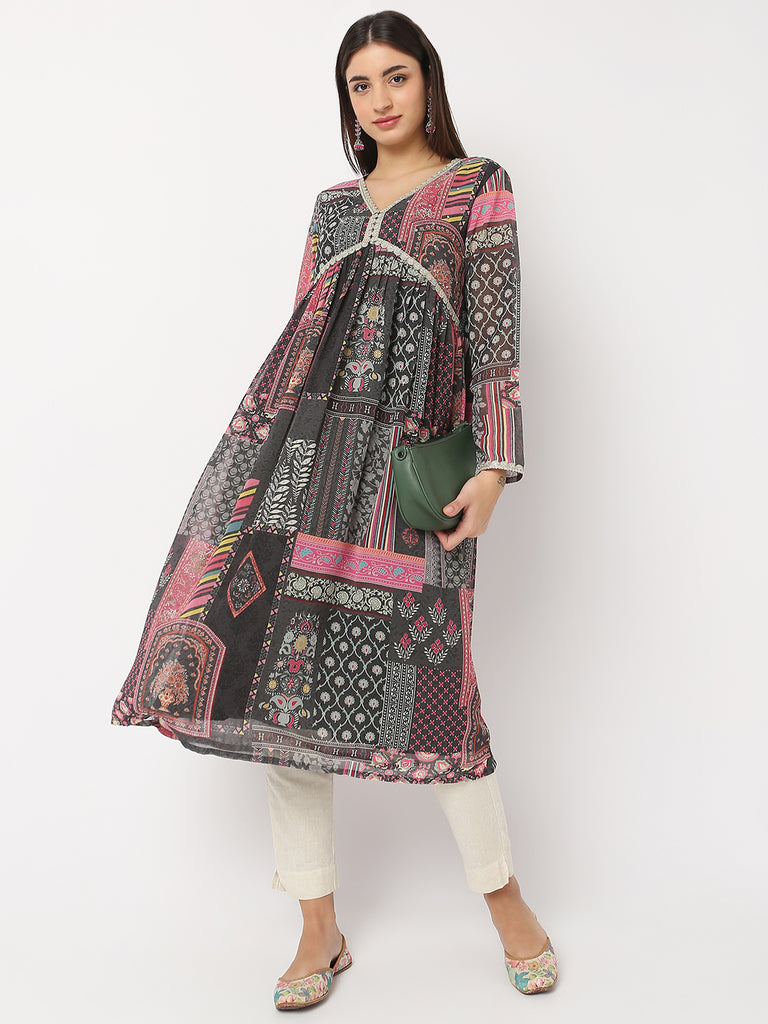 Flare Fit Printed A-Line Kurta