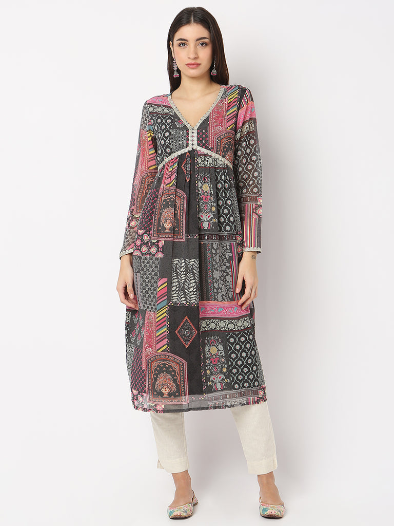 Flare Fit Printed A-Line Kurta