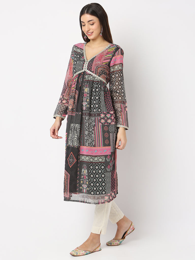 Flare Fit Printed A-Line Kurta