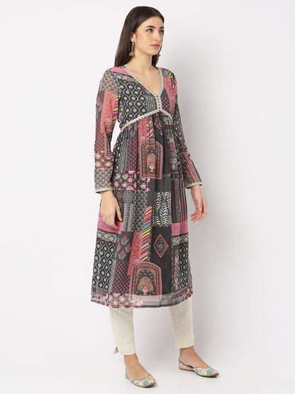 Flare Fit Printed A-Line Kurta