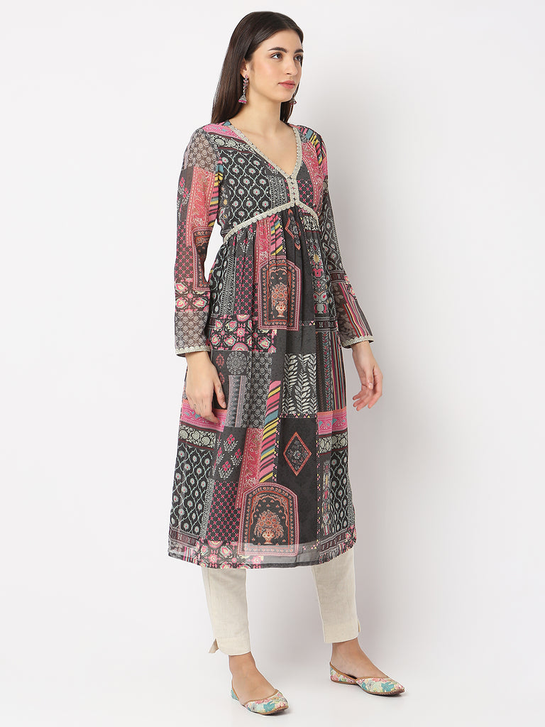 Flare Fit Printed A-Line Kurta