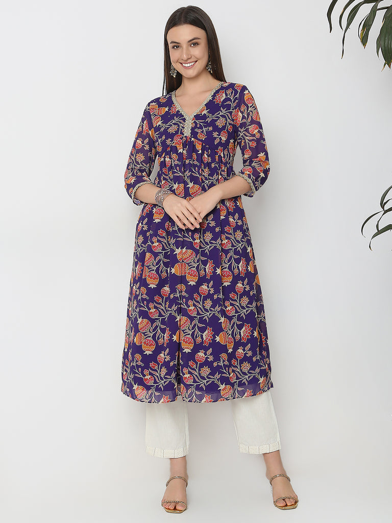 Flare Fit Printed A-Line Kurta