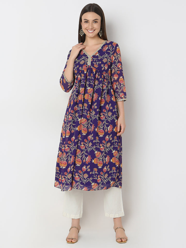 Flare Fit Printed A-Line Kurta