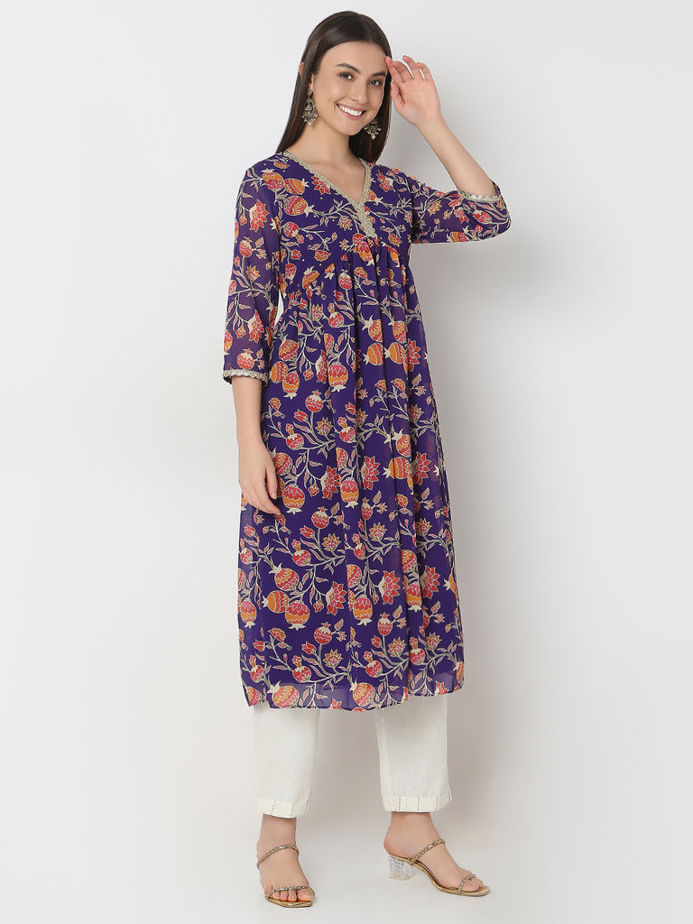 Flare Fit Printed A-Line Kurta