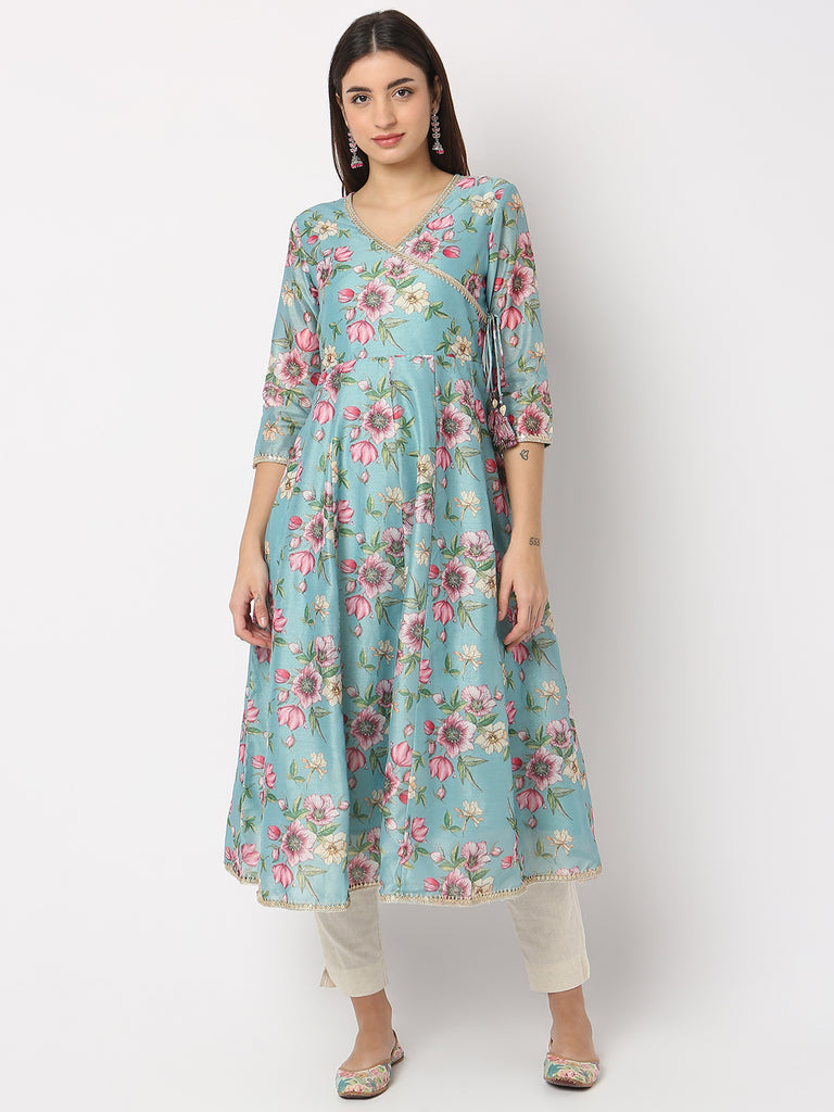 Flare Fit Printed V-Neck Kurta