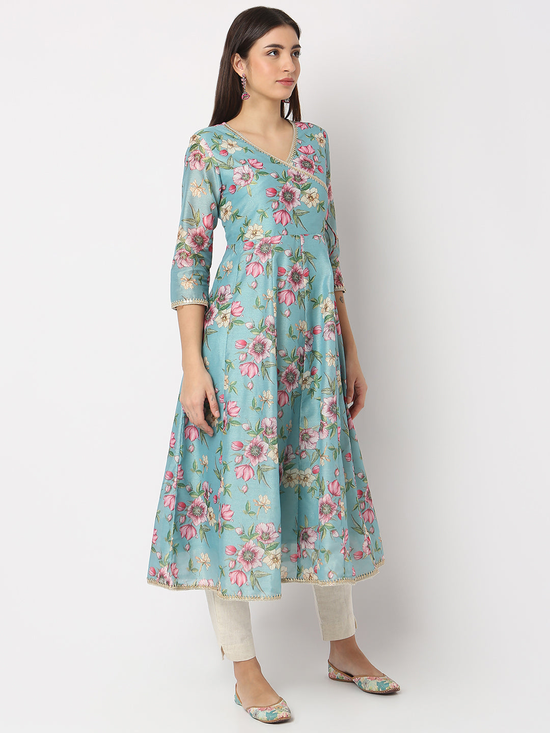 Flare Fit Printed V-Neck Kurta