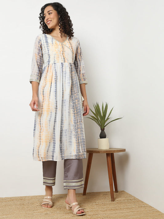 Flare Fit Printed V-Neck Kurta