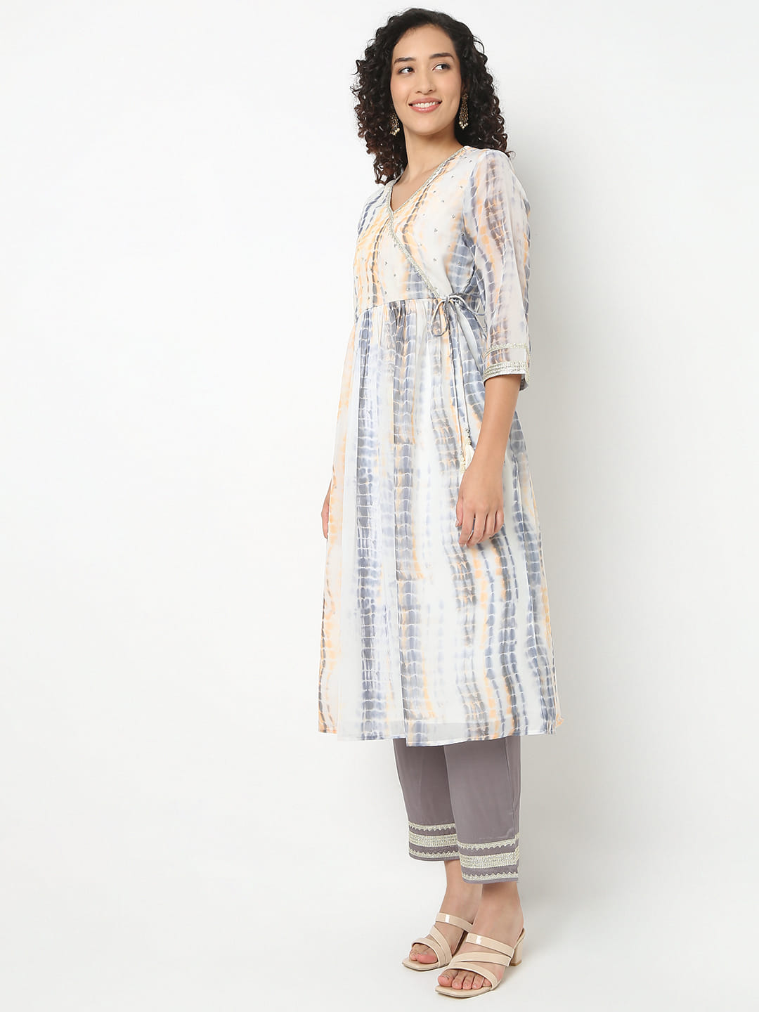 Flare Fit Printed V-Neck Kurta