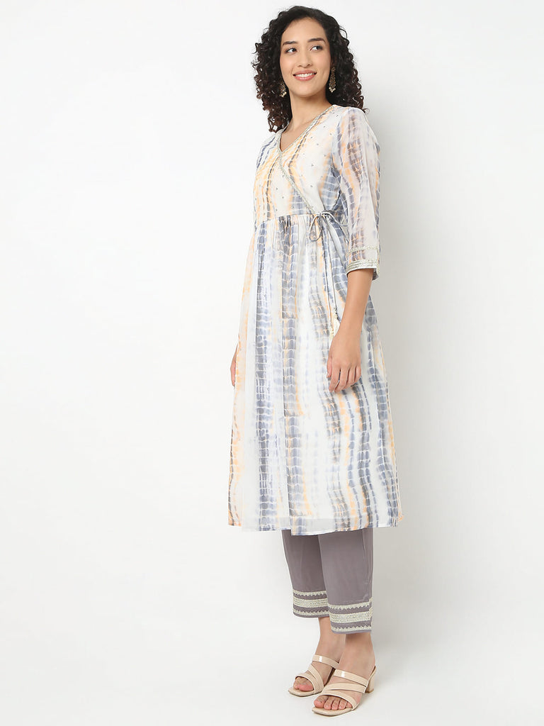 Flare Fit Printed V-Neck Kurta