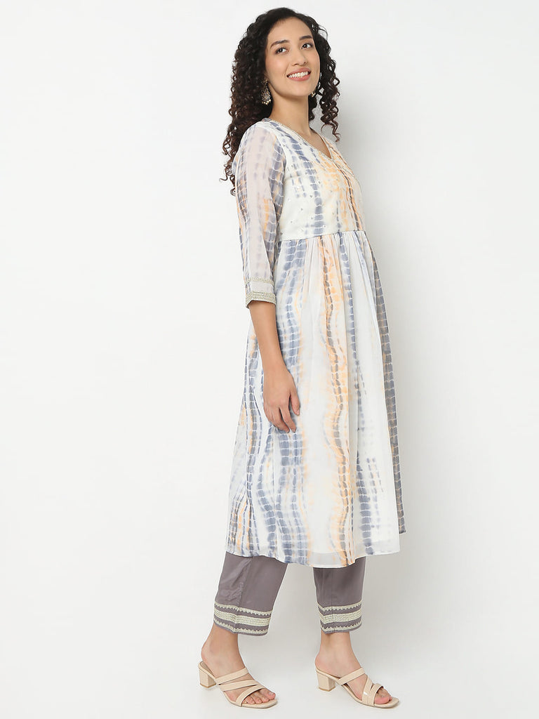 Flare Fit Printed V-Neck Kurta