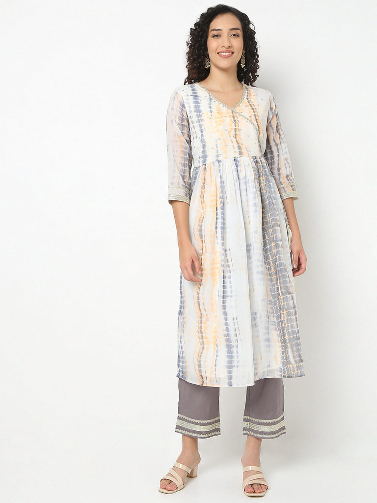 Flare Fit Printed V-Neck Kurta