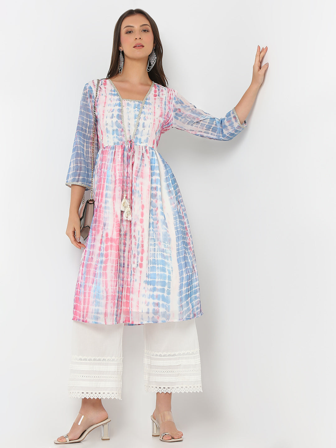 Flare Fit Printed Three-Fourth Sleeve Kurta