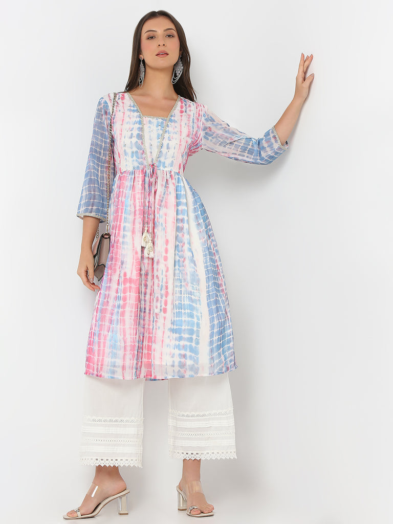 Flare Fit Printed Three-Fourth Sleeve Kurta
