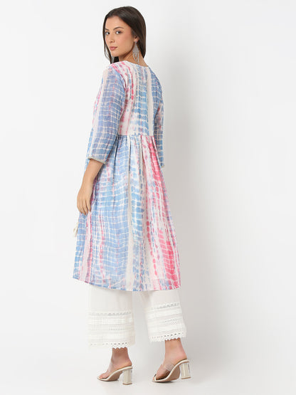 Flare Fit Printed Three-Fourth Sleeve Kurta